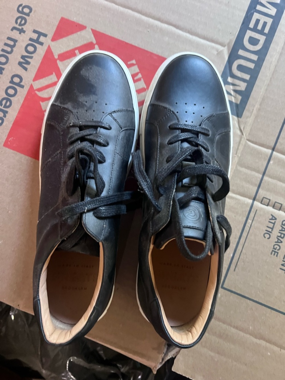 Greats Men's Black Leather Low-Top Sneakers with White Sole